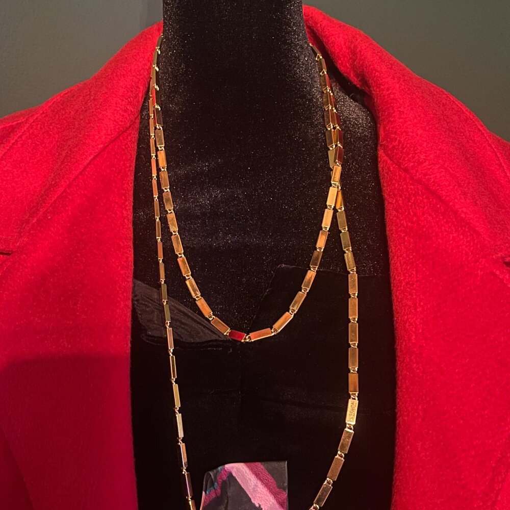 Vintage Monet Gold Tone Square Box Chain Layering 54" Necklace